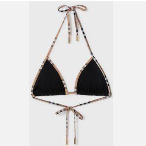 BURBERRY CHECK TRIM TRIANGLE BIKINI in BLACK sz XS top/ M bottom